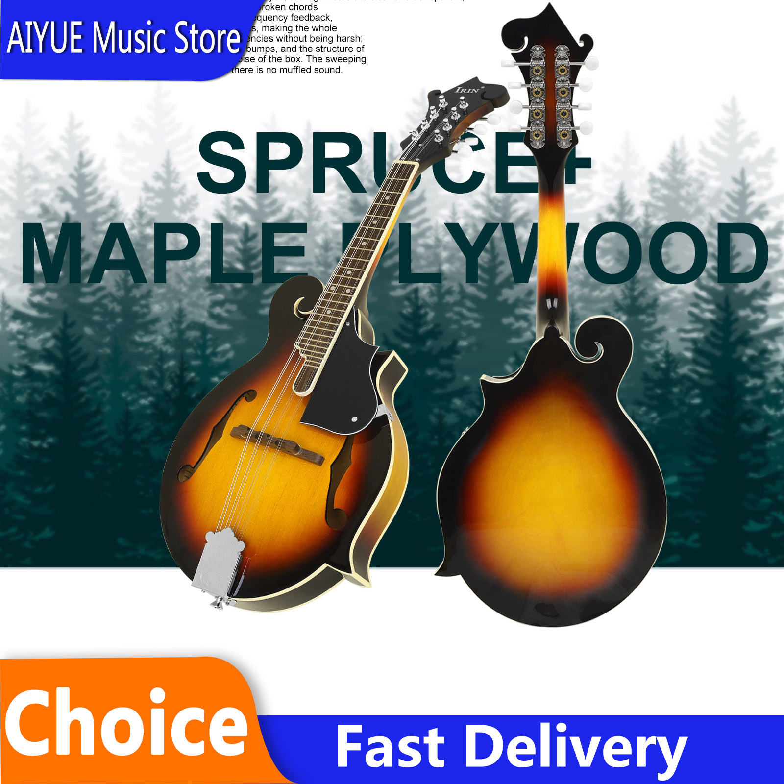 Mandolin A Style - Mandoline IRIN MD-70, écorce en épicéa,