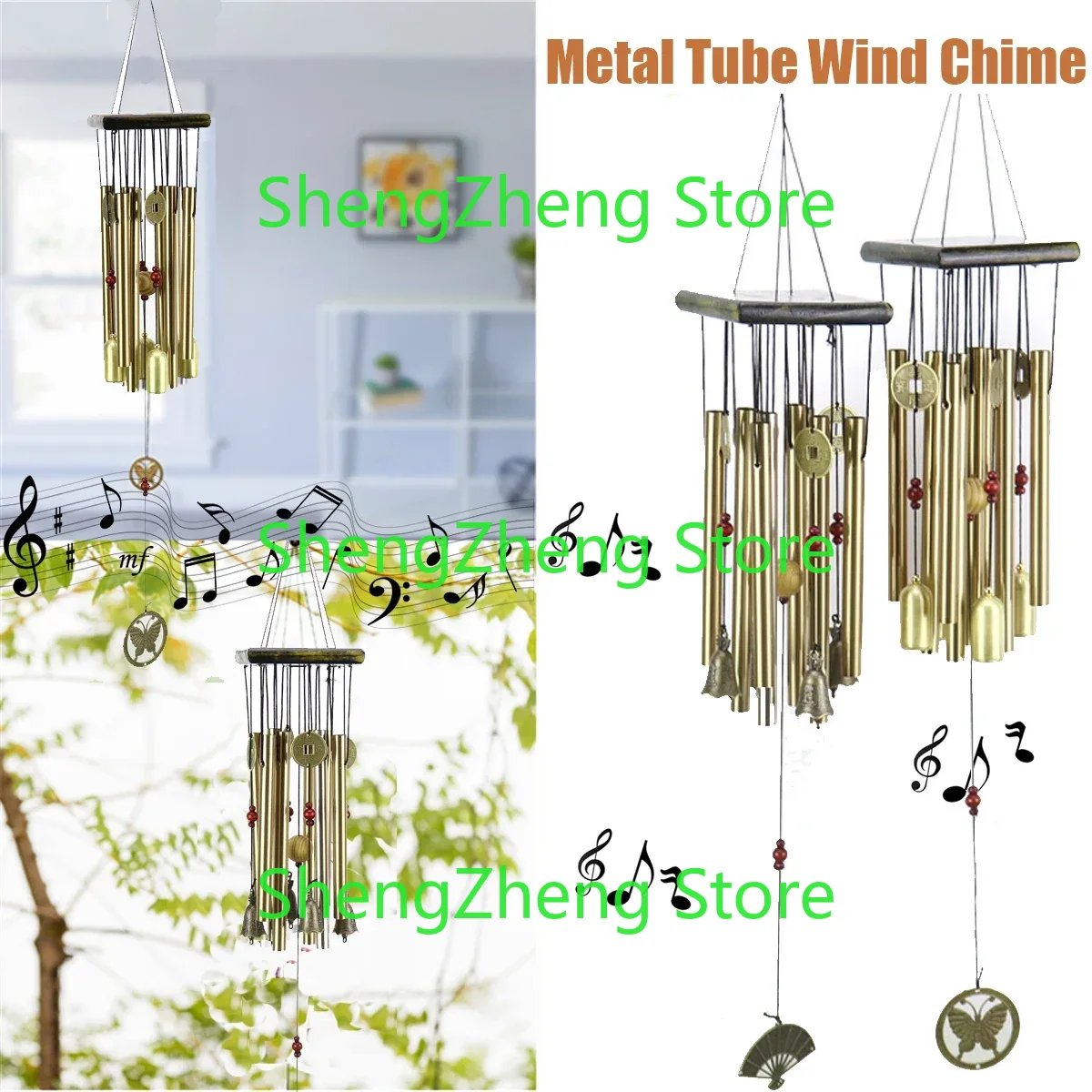 Wind Chime Tubular - Carillon éolien tubulaire en bois massif,