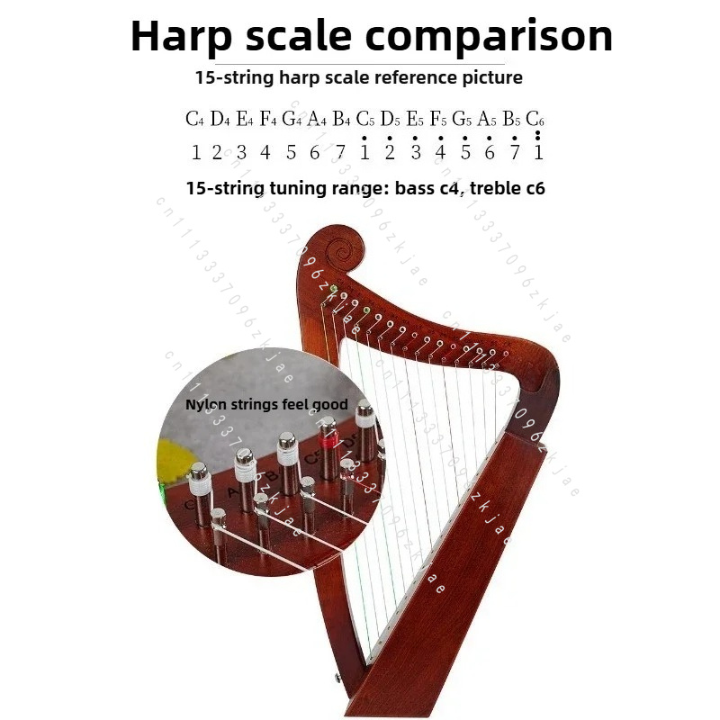 Harpe artisanale à 15 cordes p - Musical Instrument Sounds avis et prix