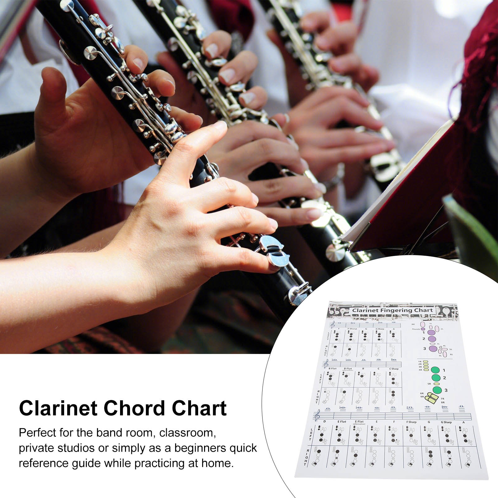 Tableau de doigtés pour clarin - Musical Instrument Poster avis et prix