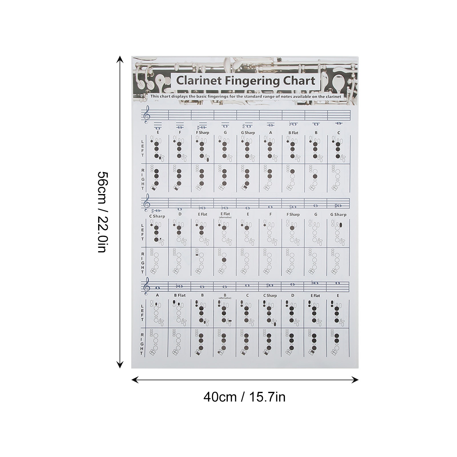 Tableau de doigtés pour clarin - Musical Instrument Poster avis et prix
